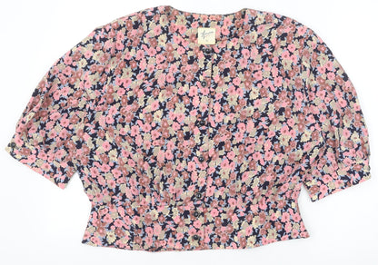 Womens UK Size 18 Littlewoods Pink Cropped Button-Up