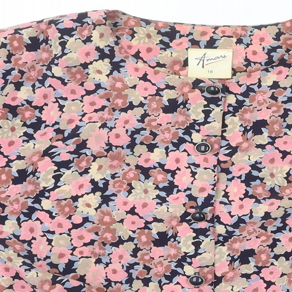 Womens UK Size 18 Littlewoods Pink Cropped Button-Up