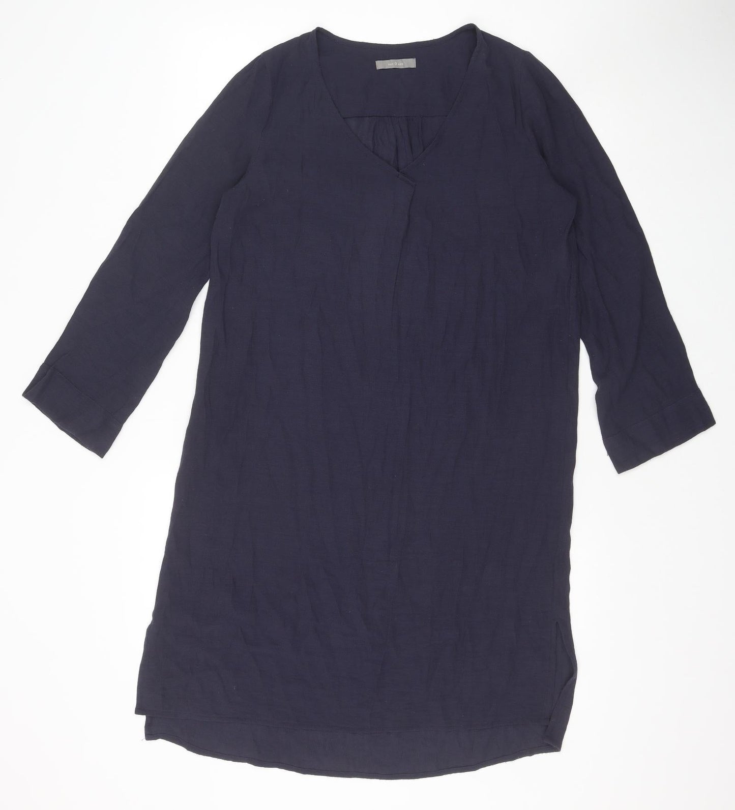 eseOese Womens Blue Viscose Shirt Dress Size S V-Neck Pullover