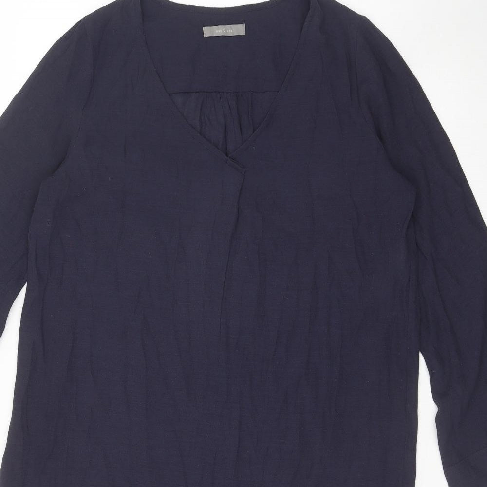 eseOese Womens Blue Viscose Shirt Dress Size S V-Neck Pullover