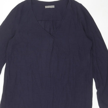 eseOese Womens Blue Viscose Shirt Dress Size S V-Neck Pullover