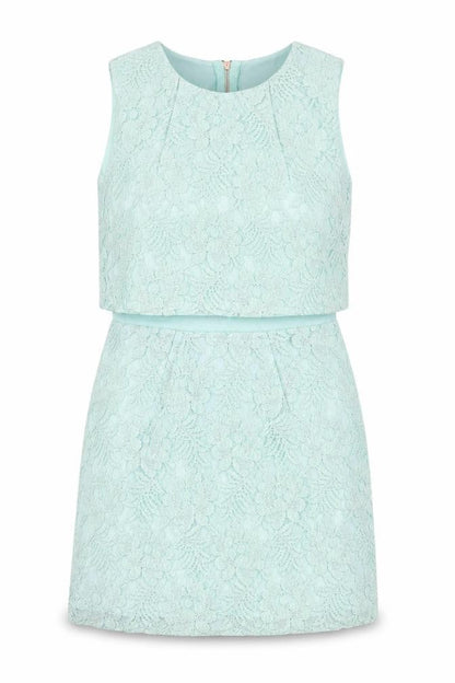 Topshop Womens Green Polyester Mini Size 4 Boat Neck Zip