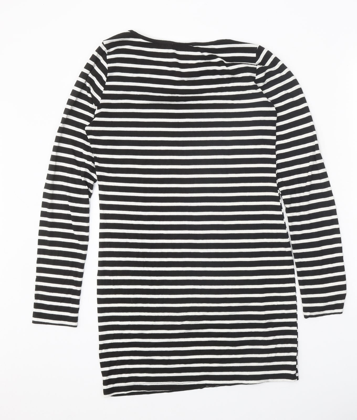 Romeo & Juliet Couture Womens Black Striped Polyester T-Shirt Dress Size M Boat Neck Pullover