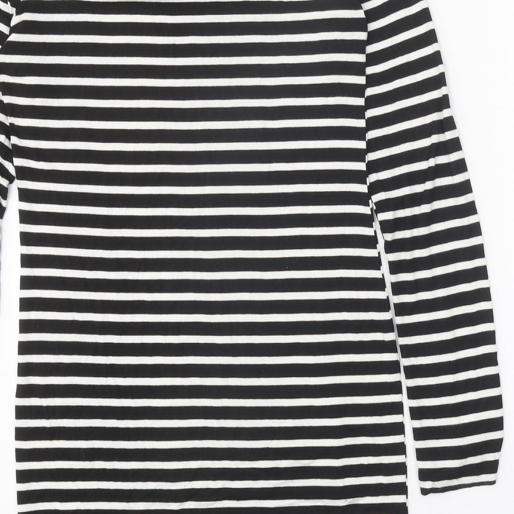 Romeo & Juliet Couture Womens Black Striped Polyester T-Shirt Dress Size M Boat Neck Pullover
