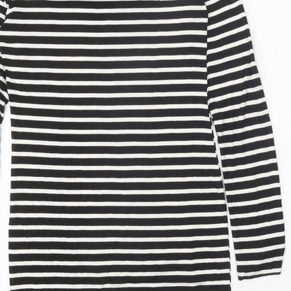 Romeo & Juliet Couture Womens Black Striped Polyester T-Shirt Dress Size M Boat Neck Pullover