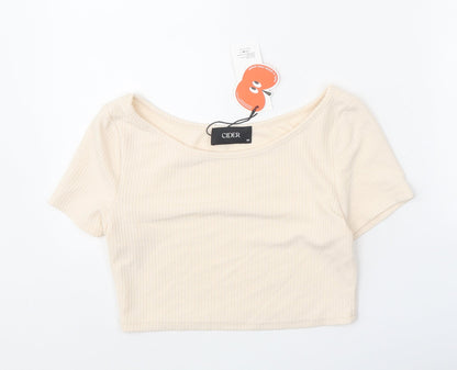 Womens UK Size M Cider Beige Cropped T-Shirt