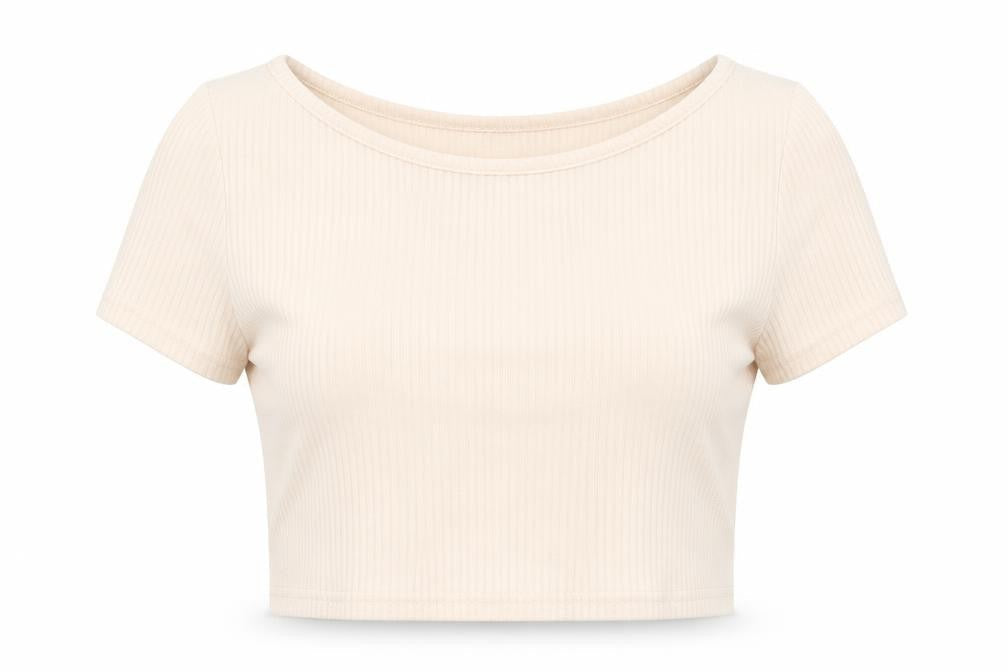 Womens UK Size M Cider Beige Cropped T-Shirt