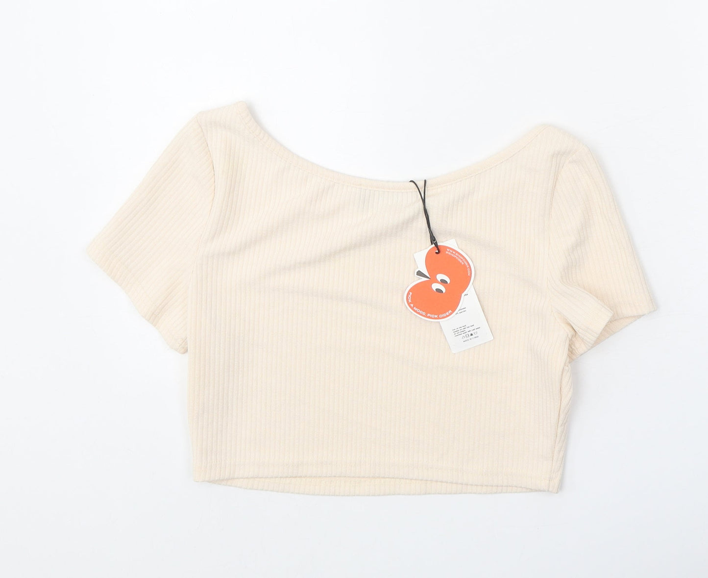 Womens UK Size M Cider Beige Cropped T-Shirt