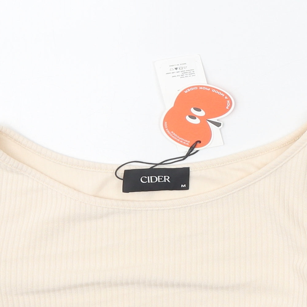 Womens UK Size M Cider Beige Cropped T-Shirt