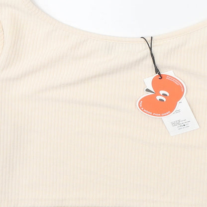 Womens UK Size M Cider Beige Cropped T-Shirt