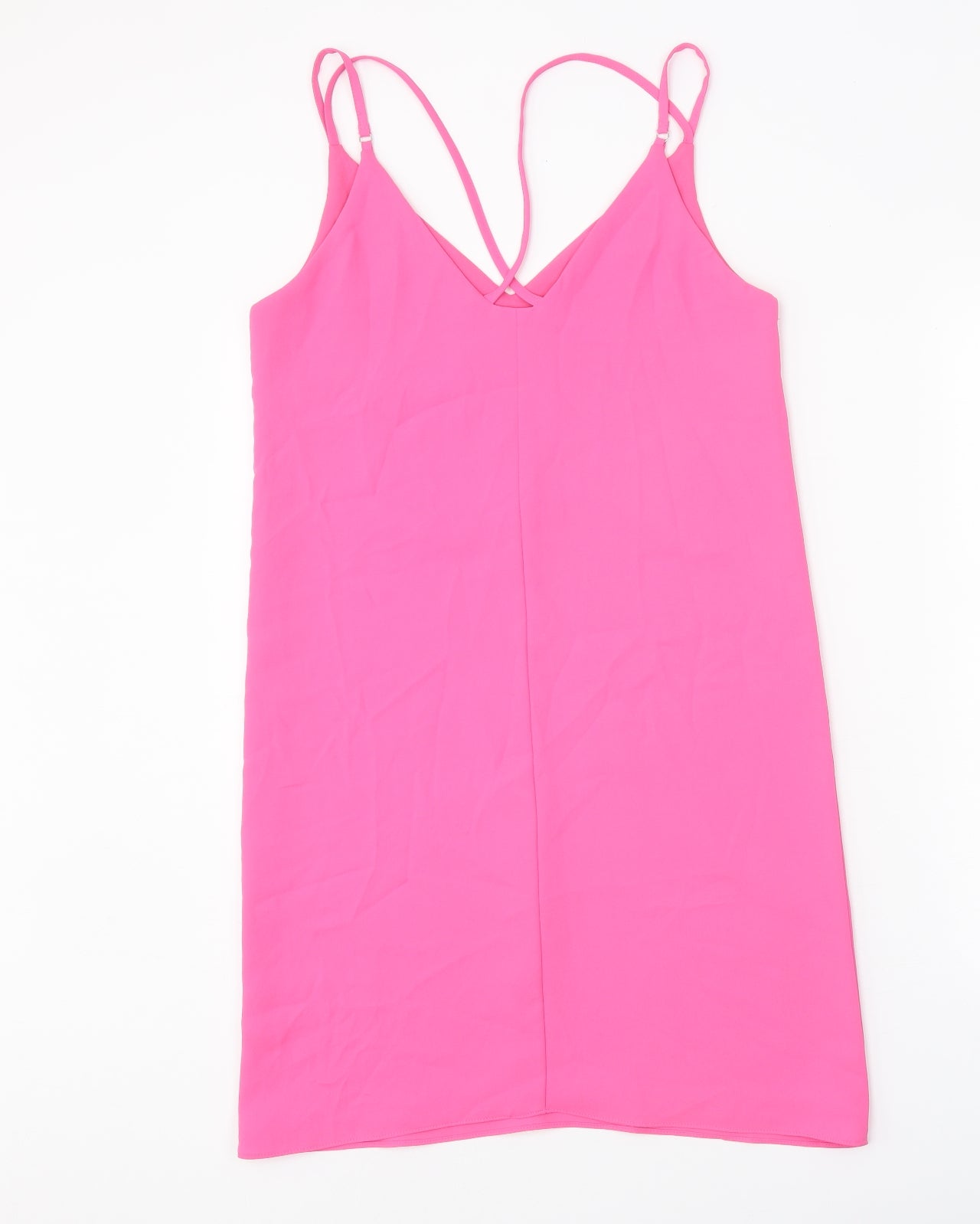 Topshop Womens Pink Polyester Slip Dress Size 6 V-Neck Pullover