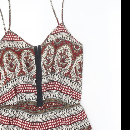 Staring at Stars Womens Multicoloured Geometric Polyester Playsuit One-Piece Size S Hook & Eye