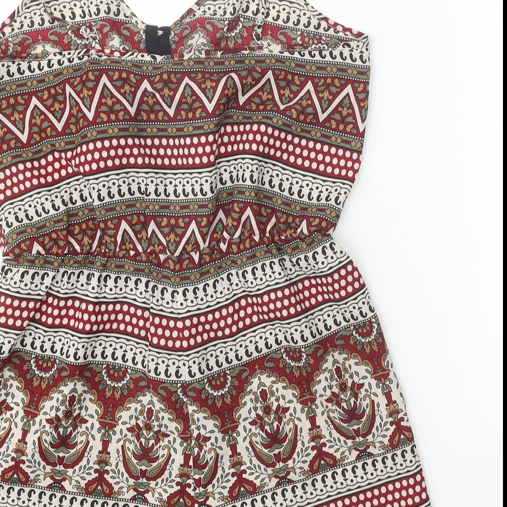 Staring at Stars Womens Multicoloured Geometric Polyester Playsuit One-Piece Size S Hook & Eye