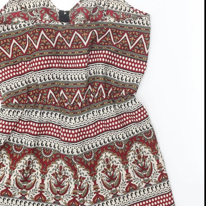 Staring at Stars Womens Multicoloured Geometric Polyester Playsuit One-Piece Size S Hook & Eye