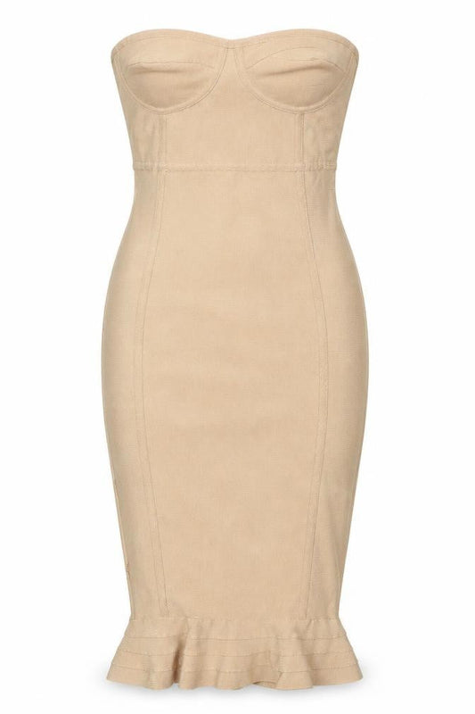 Preworn Womens Beige Polyester Bodycon One Size Off the Shoulder Pullover