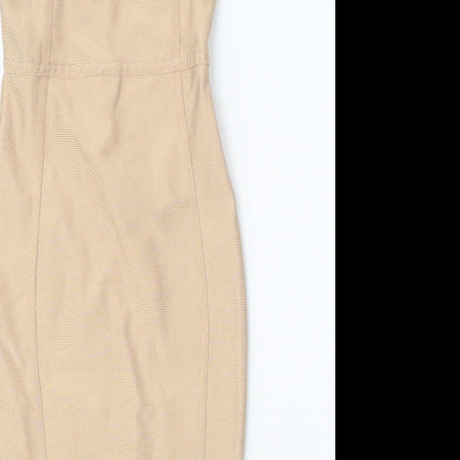 Preworn Womens Beige Polyester Bodycon One Size Off the Shoulder Pullover