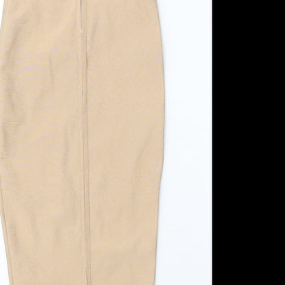 Preworn Womens Beige Polyester Bodycon One Size Off the Shoulder Pullover
