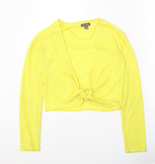 Primark Womens Yellow V-Neck Polyester Shrug Jumper Size 6
