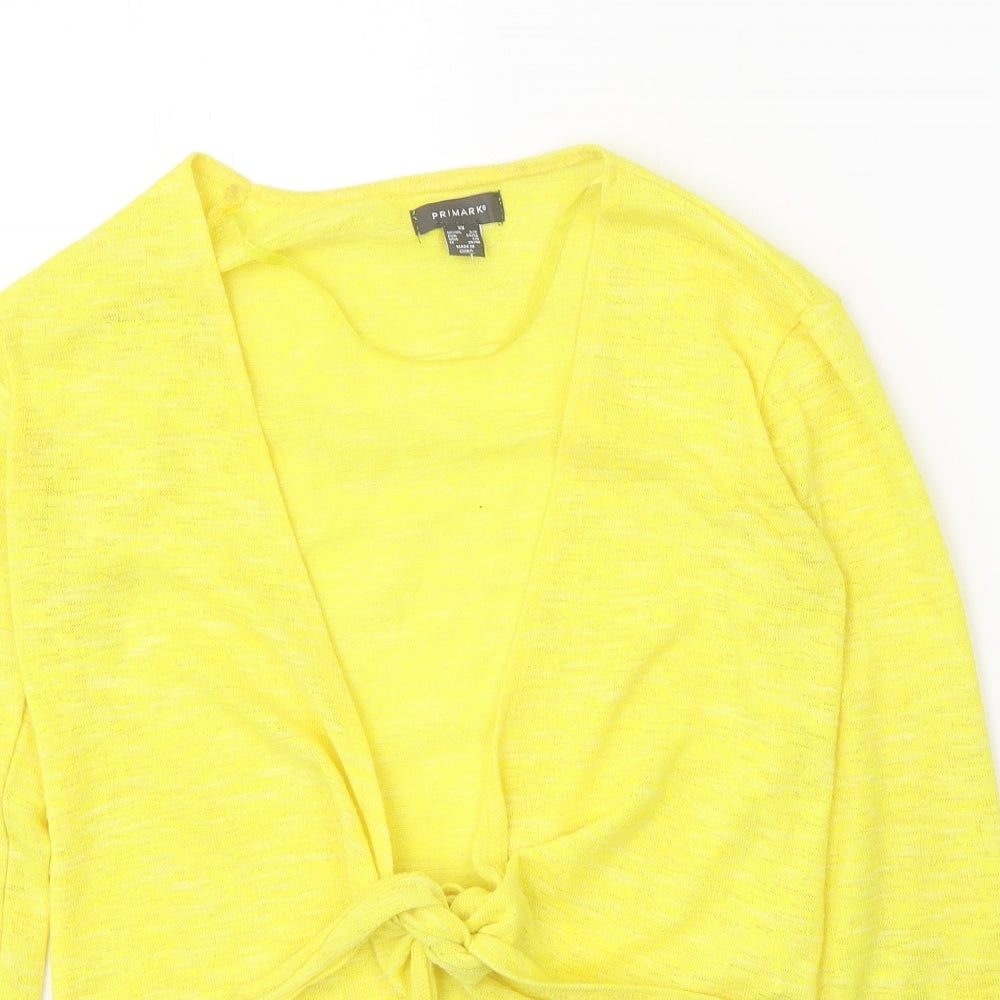 Primark Womens Yellow V-Neck Polyester Shrug Jumper Size 6