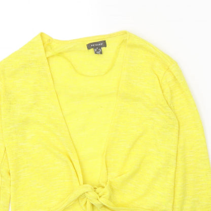Primark Womens Yellow V-Neck Polyester Shrug Jumper Size 6