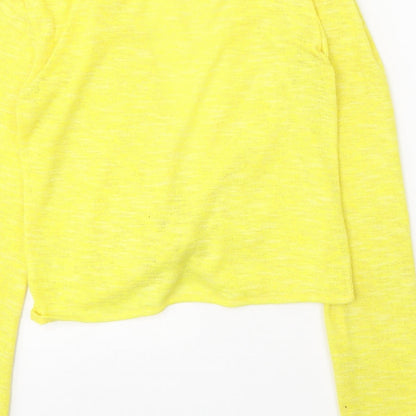 Primark Womens Yellow V-Neck Polyester Shrug Jumper Size 6
