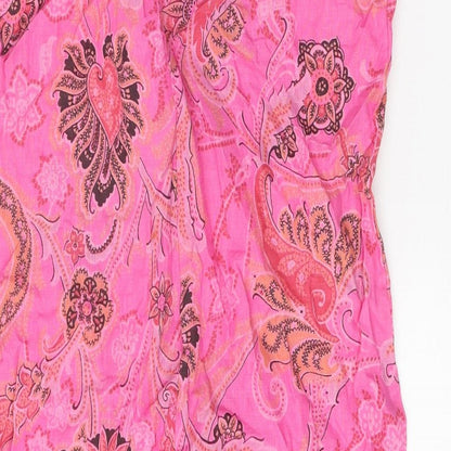 First Avenue Womens Pink Geometric Linen Tank Dress Size S V-Neck Pullover