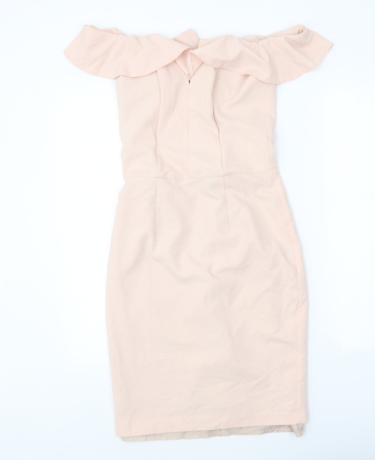 Miss Selfridge Womens Pink Viscose Shift Size 8 Off the Shoulder Zip