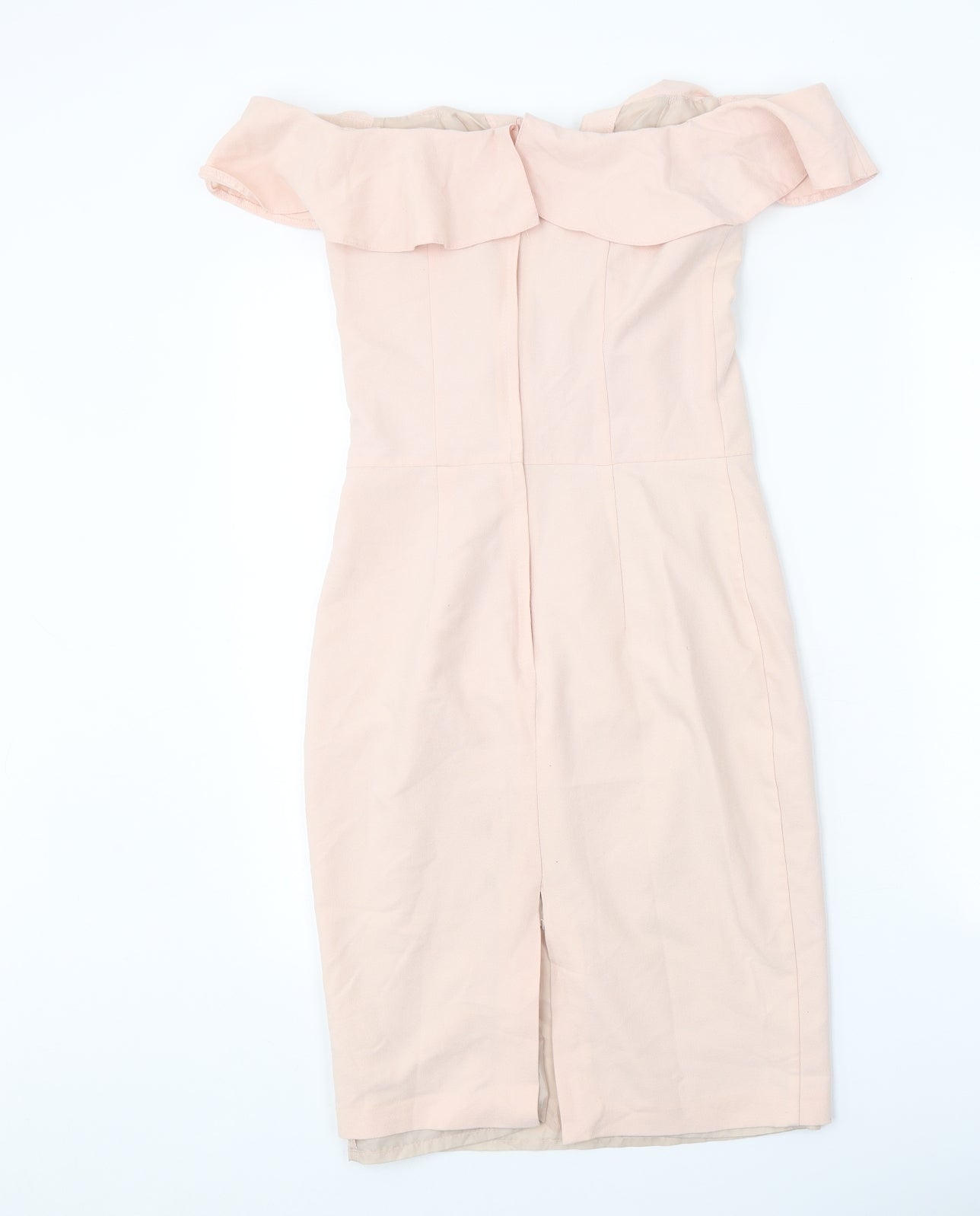 Miss Selfridge Womens Pink Viscose Shift Size 8 Off the Shoulder Zip