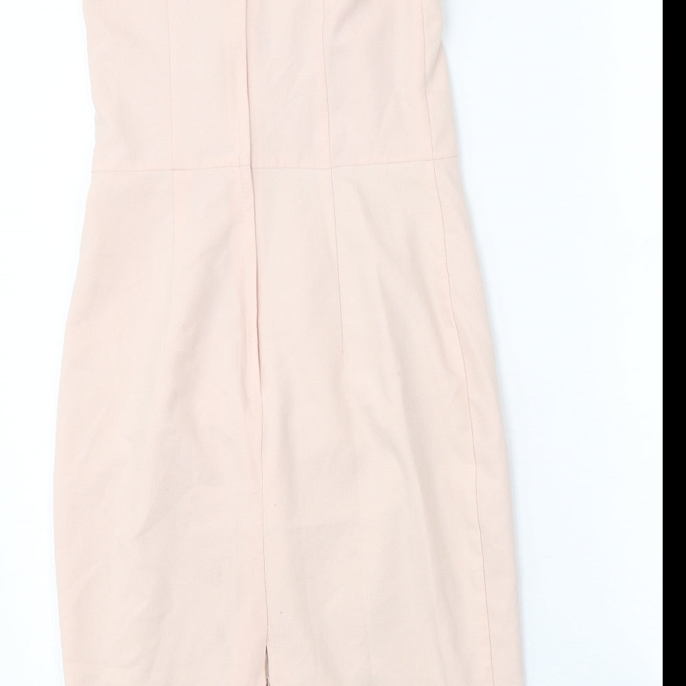 Miss Selfridge Womens Pink Viscose Shift Size 8 Off the Shoulder Zip