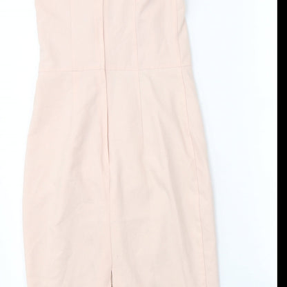 Miss Selfridge Womens Pink Viscose Shift Size 8 Off the Shoulder Zip