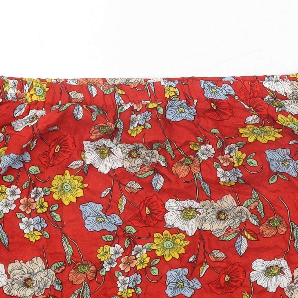 F&F Womens Red Floral Polyester Basic Blouse Size 6 Off the Shoulder