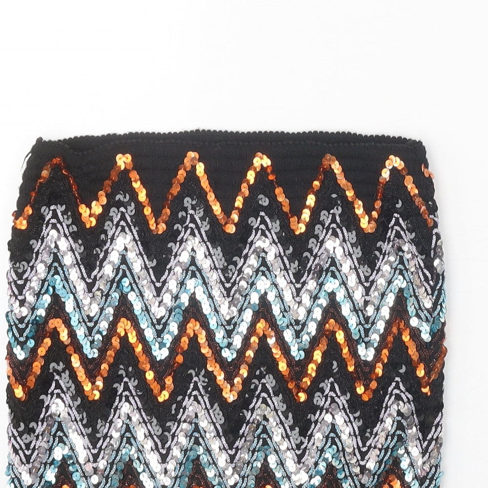 Preworn Womens Black Geometric Cotton Bandage Skirt Size 25 in