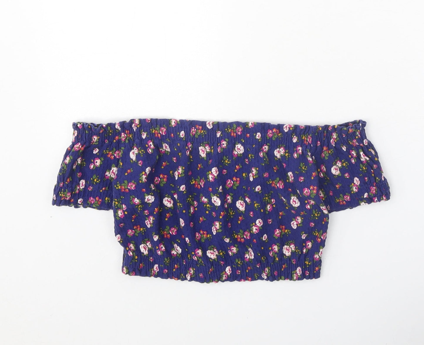 Womens UK Size 6 Topshop Blue Cropped Blouse