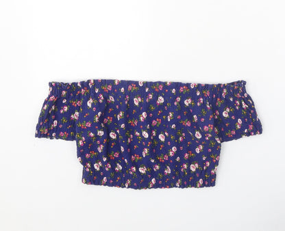 Womens UK Size 6 Topshop Blue Cropped Blouse