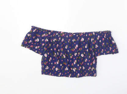 Womens UK Size 6 Topshop Blue Cropped Blouse