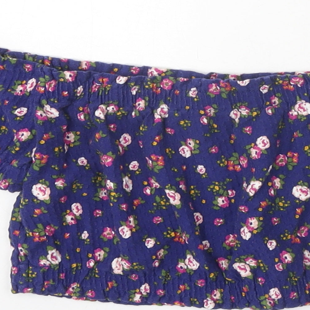 Womens UK Size 6 Topshop Blue Cropped Blouse