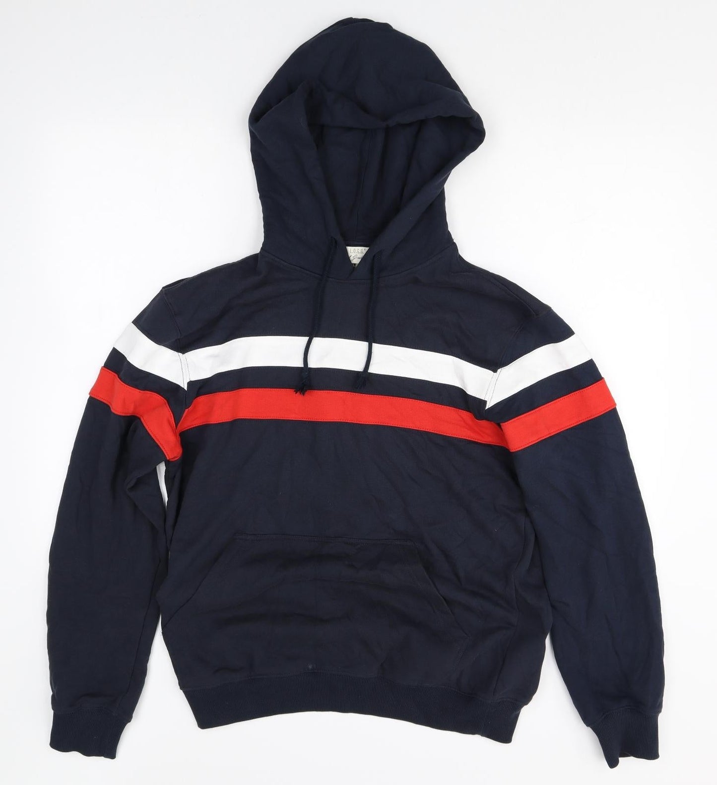 H&M Womens Multicoloured Colourblock 100% Cotton Full Zip Hoodie Size M Pullover