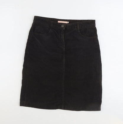 John Lewis Womens Brown Cotton Straight & Pencil Skirt Size 8 Zip
