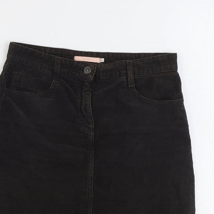 John Lewis Womens Brown Cotton Straight & Pencil Skirt Size 8 Zip