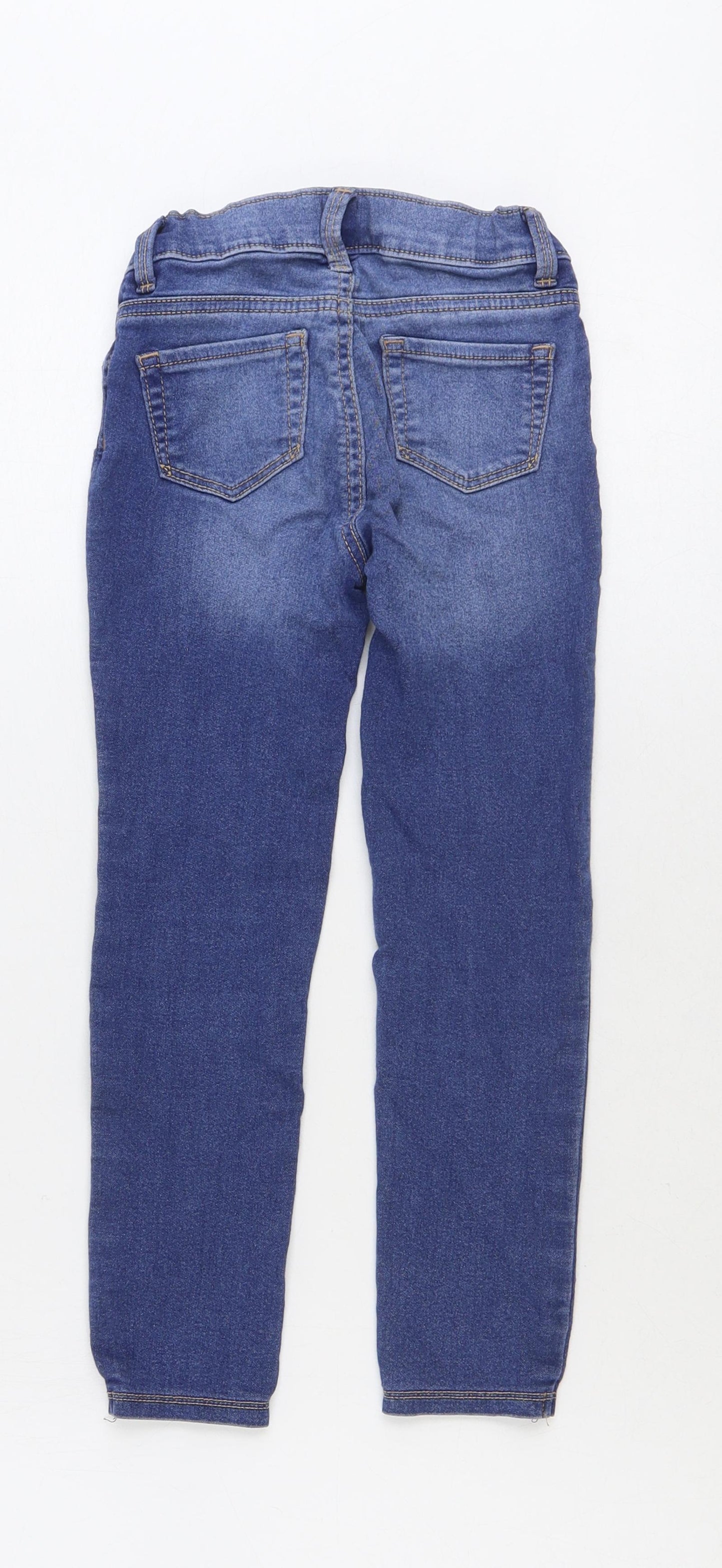 Gap Girls Blue Cotton Skinny Jeans Size 7 Years Regular Zip