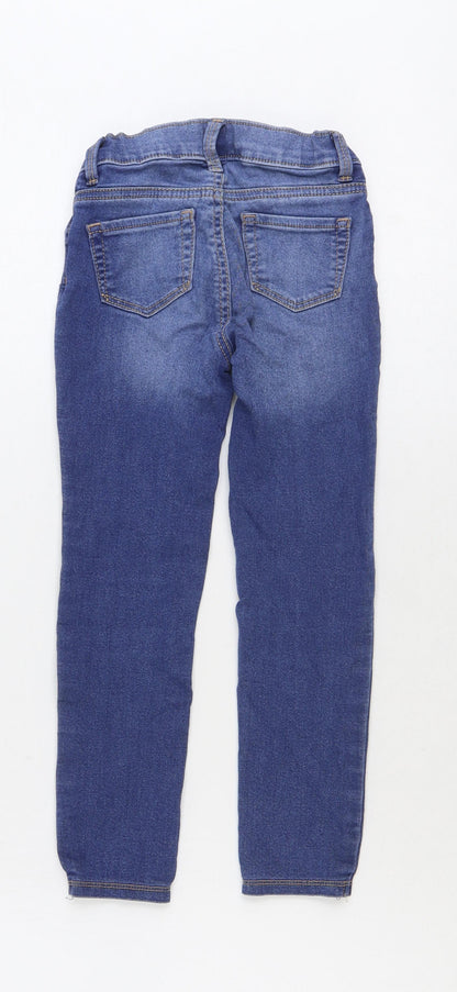 Gap Girls Blue Cotton Skinny Jeans Size 7 Years Regular Zip