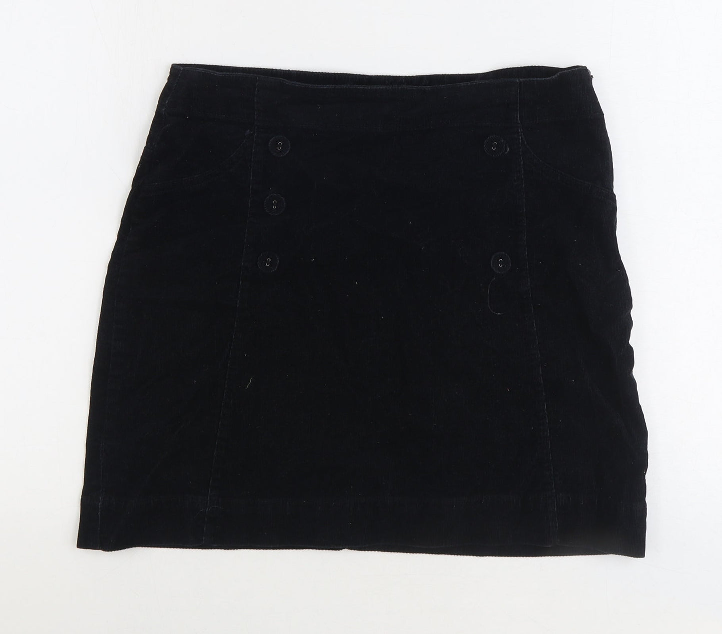 M&Co Womens Black Cotton Straight & Pencil Skirt Size 12 Zip