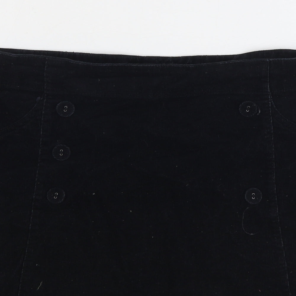 M&Co Womens Black Cotton Straight & Pencil Skirt Size 12 Zip