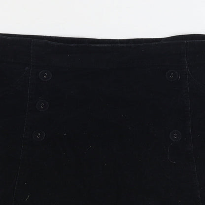 M&Co Womens Black Cotton Straight & Pencil Skirt Size 12 Zip
