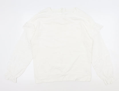 Womens UK Size S NEXT White Pullover Sweatshirt