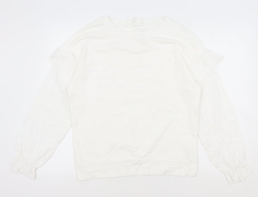 Womens UK Size S NEXT White Pullover Sweatshirt