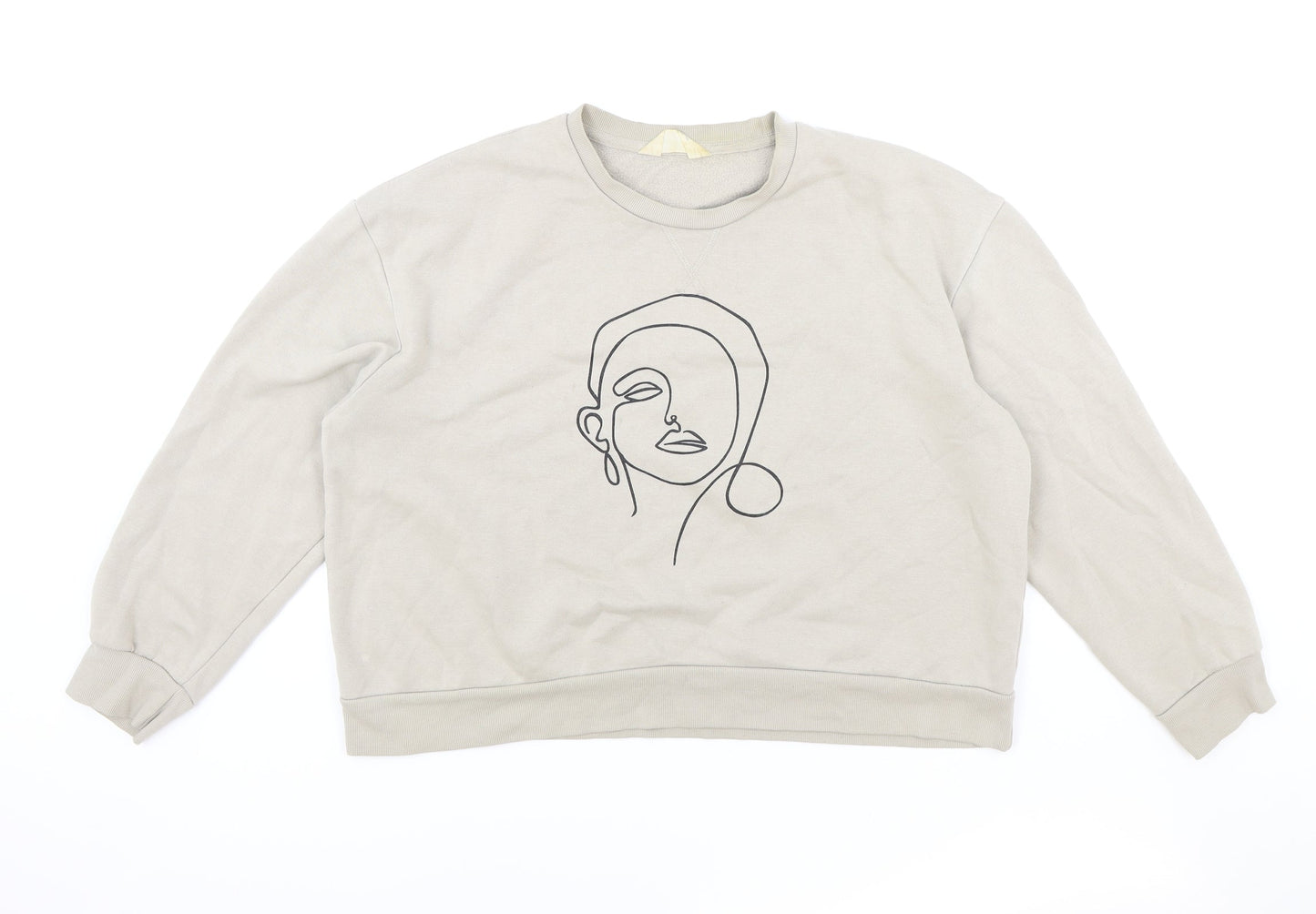 Primark Womens Beige Cotton Pullover Sweatshirt Size M Pullover
