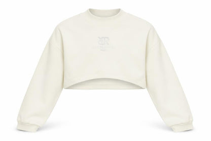 River Island Girls White Cotton Pullover Sweatshirt Size 11-12 Years Pullover - Cropped