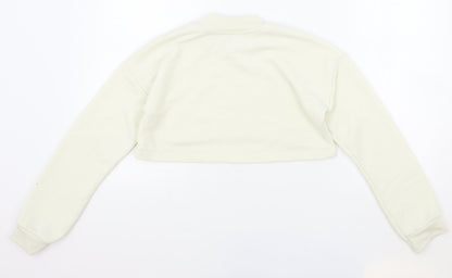 River Island Girls White Cotton Pullover Sweatshirt Size 11-12 Years Pullover - Cropped
