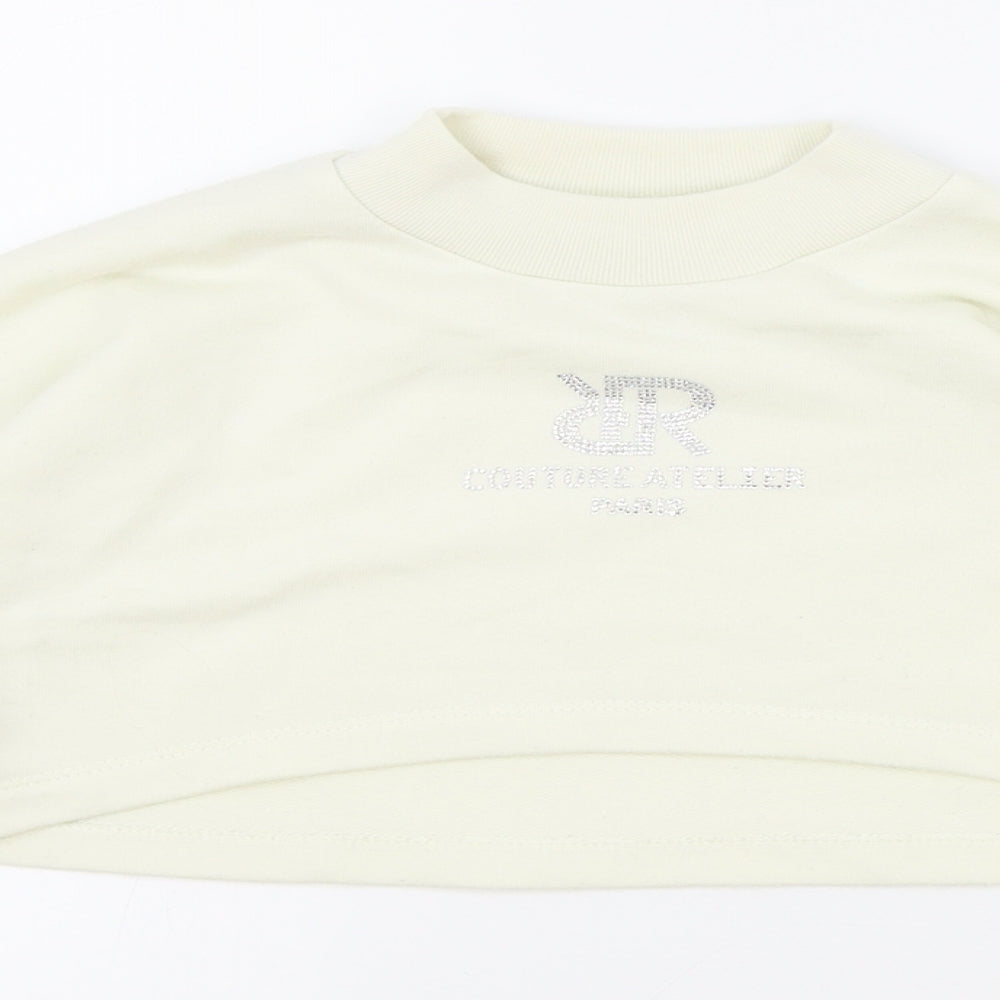 River Island Girls White Cotton Pullover Sweatshirt Size 11-12 Years Pullover - Cropped